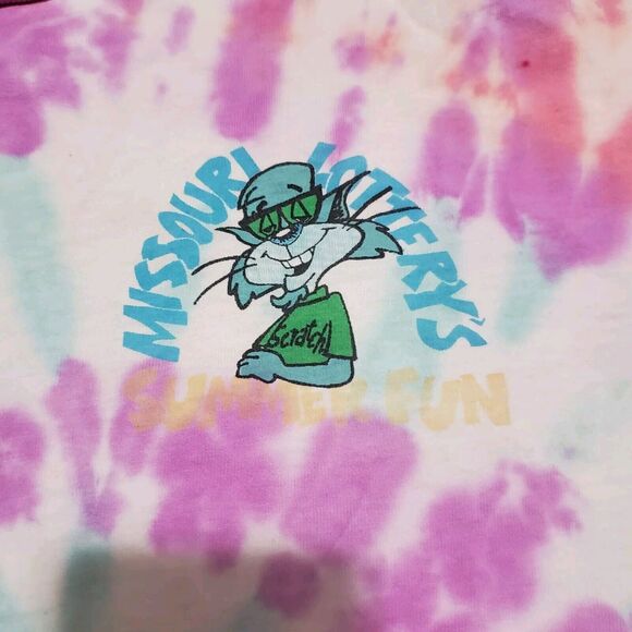Tye Dye Spiral Shirt Size Large Missouri Lottery Vintage Shirt - Picture 2 of 3